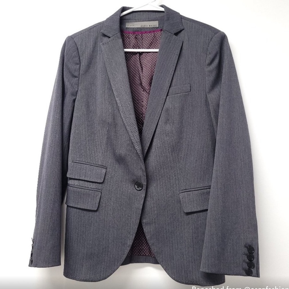 ZARA BASIC Womens Blazer Size L Gray